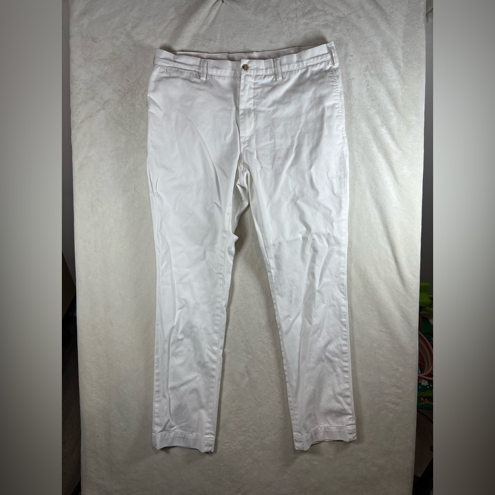 Polo Ralph Lauren 36W 32L Bedford Chino Slim Fit Cotton Classic White Trousers